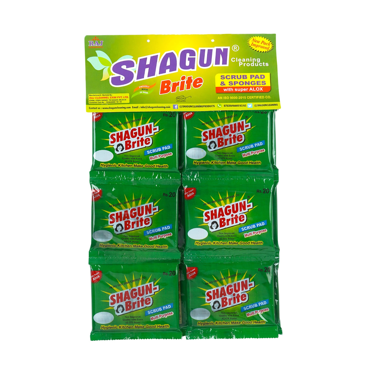 Shagun-Brite Heavy Duty Scrub Pad | Pack of 12 | 4x6 inch | Nylon Polyester Alox | Kitchen Cleaning Scrubber for Utensils